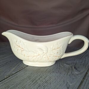 Vintage Collectible Victoria Pottery Gravy Boat Embossed Oak Leaf & Acorn Design